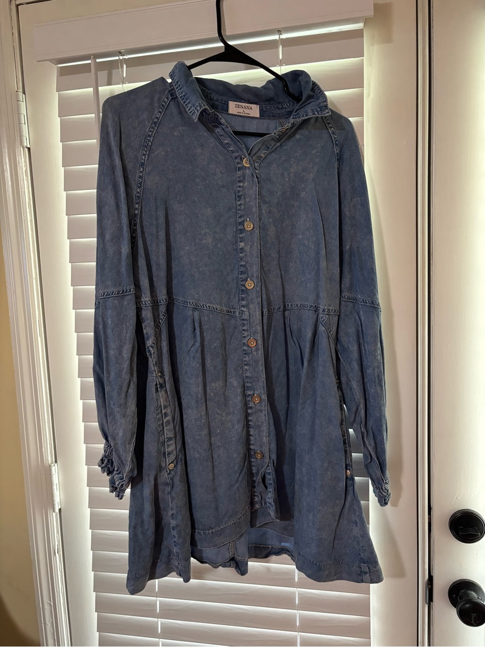 Zenana Denim Blue Button-Up Tunic